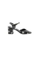 Chanel Pre-Loved CHANEL Black Printed Lambskin CC Sandals