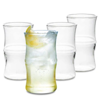 Creative Bamboo Shape Drinking Glasses 15 oz, Thin Highball Glasses Set of 4, Premium Quality Glass Cups Set, For Water,Juice
