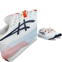 【asics 亞瑟士】GEL-RESOLUTION X 男款 一般楦 網球鞋(1041A481-110 白靛藍橘 澳網配色 支撐穩定 底線型)