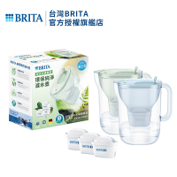 [共1壺3芯]德國BRITA Style純淨濾水壺 永續版 3.6L+全效型濾芯2入(冰川藍/森林綠)