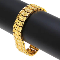 Fashion Heart Men Bracelet Beautiful Male Jewelry 24K Gold Bracelet Bangle For Men