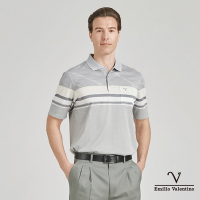 【Emilio Valentino范倫鐵諾】男裝吸排涼感彈性短袖POLO衫-灰黃白(21-4V8835)