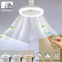 Ceiling Fans With Remote Control and Light LED Lamp 3-Speed E27 AC85-265V Lighting Base For Bedroom and Living Room Lighting