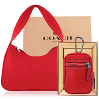 COACH 紅色皮革小廢包/鑰匙零錢掛包+GC design 紅色輕量尼龍肩背包