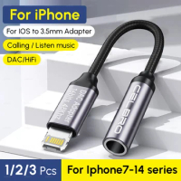 3PCS For Lightning to 3.5mm AUX Adapter For iPhone 14 13 12 Pro Audio Splitter Headphone 3 5 Jack Connector Cable for iOS 14