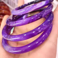 Natural Original Ecological Agate Chalcedony purple bracelets women Class A Circular jade bangle jewelry Exquisite Bangle Gift