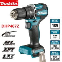 Makita 2024 DHP487 Cordless Hammer Driver Drill 18V LXT Brushless Motor Impact Electric Screwdriver Variable Speed Power Tool
