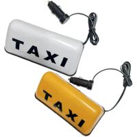 12V Fashion Taxi Sign Light with Adhesive Base Taxi Top Light 3W Roof Taxi Sign White/Yellow Roof Top Topper Super Bright