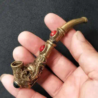 Brass old-fashioned cigarette holder dragon filter pipe cigarette pipe holder