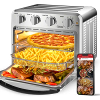 Air Fryer Toaster Oven Combo 4 Slice Toaster Convection Warm Oil-Free Accessories Included Stainless Steel Silver 16QT