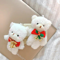 20pcs Teddy Bear Plush Toy keychain Soft Mini Teddy Bear Doll Christmas Bell Bear Party Wedding Keychain Pendant Girl Small Gift