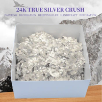 0.1g Pure Silver Flakes Food Coloring Silver Leaf Fragment Handmade Chocolate Fondant Cake Drink Decorations Baking Arts Decor