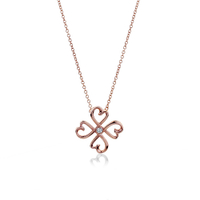 二手品 Tiffany&amp;Co. 愛情幸運心鑲鑽石18K玫瑰金項鍊