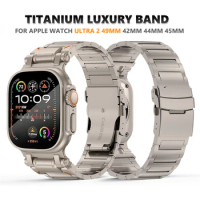 Titanium Men Band for Apple Watch Series 9 8 7 45mm Ultra 2 49mm Business Link Bracelet for iWatch se 6 5 4 3 ultra 49 42mm 44mm