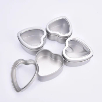 10pcs Candle Tin Box Heart-shaped Sugar Biscuit Tin Box Love Festival Celebration Packaging Storage Box