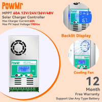 [Fan Cooler Automatic Detector]PowMr MPPT 60A Solar Charge Controller 12V/24V/36V/48V Automatic Sola