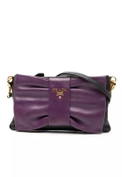 Prada 二手 Prada 雙色納帕皮蝴蝶結手拿包（帶肩帶）