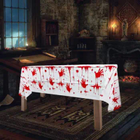 Halloween Tablecloth Halloween Scary Tables Cloth Bloody Handprint Rectangle Decorative Blood Tablecloth Halloween Party Decor