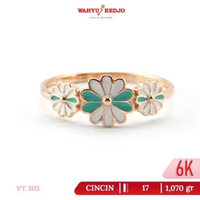 Cincin Emas Bunga Hijau 6K Wahyu Redjo CC-6K-31558252-31558481 -PMR 17(1,07g)
