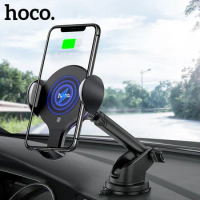 HOCO Car Mount Qi Wireless Fast Charger For iPhone 12 Pro Max Car Phone Holder Infrared GPS Bracket For Samsung S20 S21 Ultra 5G