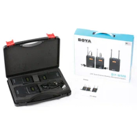 BOYA BY-WM8 Camera UHF LCD Wireless Lavalier Microphone Transmitter + Receiver Plastic Portable Ce 12 Space Microphone Case 20mw