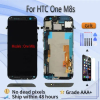 For HTC One M8s LCD screen assembly with front case touch glass, M8S LCD Display Black Gold