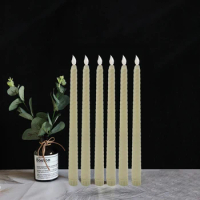 6PCS LED Flameless Taper Candles Light, Fake Spiral Candles Light LED Candlestick Flameless Long Candle Lamp Battery Operated