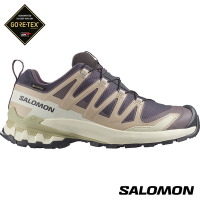 官方直營 Salomon 女 XA PRO 3D V9 Goretex 健野鞋 黑灰/沙色/苜蓿綠