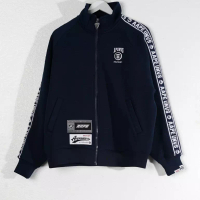 AAPE BY BATHING APE Jaket AAPE UNVS BAND TAPE SHOULDER WHITE ALL OVER LOGO NAVY ZIP TRACK JACKET 100