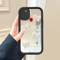Cocok Untuk Samsung Galaxy A21S Casing HP Silikon Sederhana Sweet Stereoscopic Bowknot Cermin Anti G