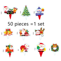 Ins 50 Pcs Sell Merry Christmas Cake Topper Santa Claus Elk Kids Christmas Party Cupcake Topper for Xmas Gift Dessert Decoration