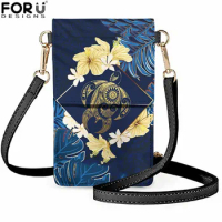 Cell Phone Purse Hawaiian Sea Turtle with Tropical Palm Leaves Print Lightweight Small Purses Female Leather Crossbody Bag