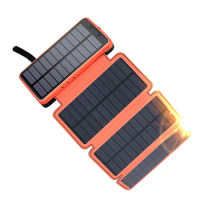 20000mAh Solar Power Bank with Camping Light 4 Solar Panel Charger Fast Charging Powerbank for iPhone 12 Huawei Xiaomi Poverbank