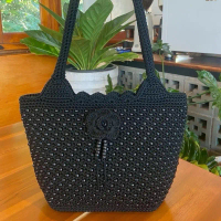 กระเป๋าถักเชือกร่ม ถักโครเชต์ handmade งานถักมือ