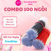 [MaiShop*KOL] Set 100 ngòi bút gel xanh đỏ đen 13cm ngòi kim 0.5mm dành cho bút gel bút bi nước nắp 