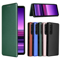 For Sony Xperia 1 5 10 III II IV ACE Leather Case Carbon Fiber Card Holder Flip Cover For Xperia Pro-I Wallet Book Funda Cases