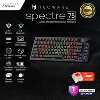 Tecware Spectre 75 Gasket mounted keyboard w/LCD and Knob, Tecware Wraith Candy Red switches (Black)