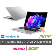 Acer 宏碁 14吋13代i7觸控輕薄效能筆電(Swift Go/EVO/i7-13700H/16G/512G/W11/SFG14-71T-70D9)