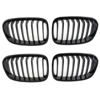 2X Bright Black Front Kidney Grill Grille for Bmw F20 F21 1 Series 2011-2014