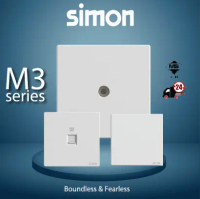 SIMON[European Brand] M3 siri suis putih / suis dan soket Outlet  1 Gang TV Outlet 1 Gang Astro Outl
