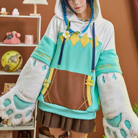 Anime Game Genshin Impact Venti Winter Cute Dress Animal Claw Furry Hoodies Cosplay Costume Halloween Women Free Shipping 2022