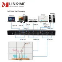 LINK-MI HDMI 3X3 4K Video Wall Controller with USB TYPE-C /VGA/ DP/ HDMI Inputs 9x HDMI out 2x3 3x2 1x3 3x1 Cascade IR RS232 IP