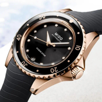 【MIDO 美度】Ocean Star Lady海洋之星女款真鑽黑膠帶36.5㎜ M6(M026.207.37.056.00)