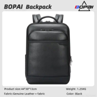 BOPAI New Men's Natural Cowhide Backpack Leather Backpack Business Commuting Travel Laptop Computer Bag Luxury Leather Backpack
