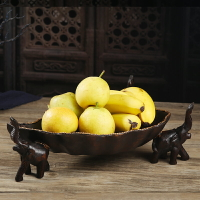 東南亞工藝品泰國客廳家用收納盤實木雕刻大象葉子造型水果盤器皿
