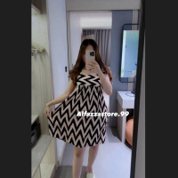Summer Dress Ruffle Babydoll Motif Pendek Wanita Casual Fit Rayon