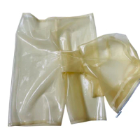 Transparent latex underwear attached hood latex gummi shorts with hood