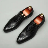 Luxury Men's Monk Strap Wedding Dress Shoes Black Brown Genuine Calf Leather Handmade Business Office Formal Shoes For Men