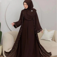 Gamis Abaya Mahreen Terbaru Mahogany viral 2026 Dress kondangan mewah elegant Dress muslim kekinian 