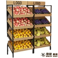 限時優惠嚴選超市水果蔬菜貨架零食展示柜置物架水果店水果架子意多層鋼木架